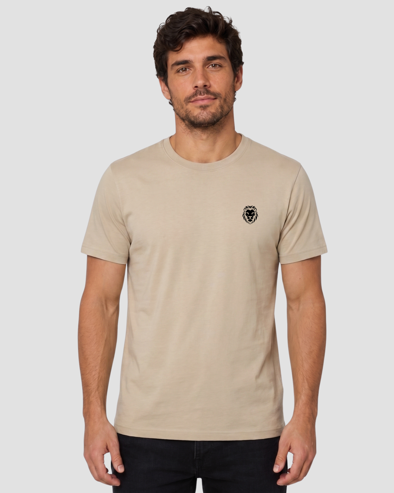 Camiseta Masculina Básica 100% Algodão Areia