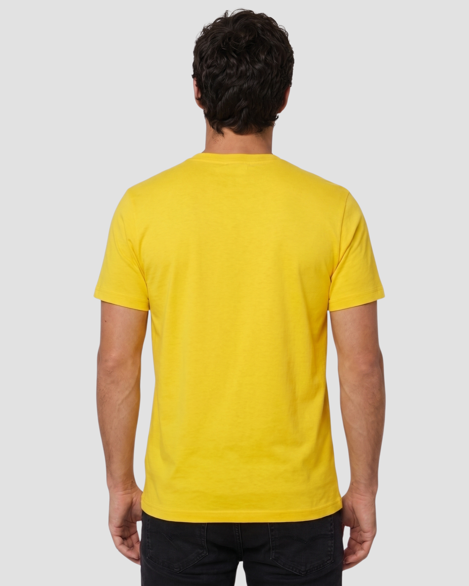 Camiseta Masculina Básica 100% Algodão Amarelo Canário - Imagem 2