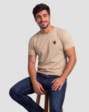 Camiseta Masculina Algodão Egípcio Bege