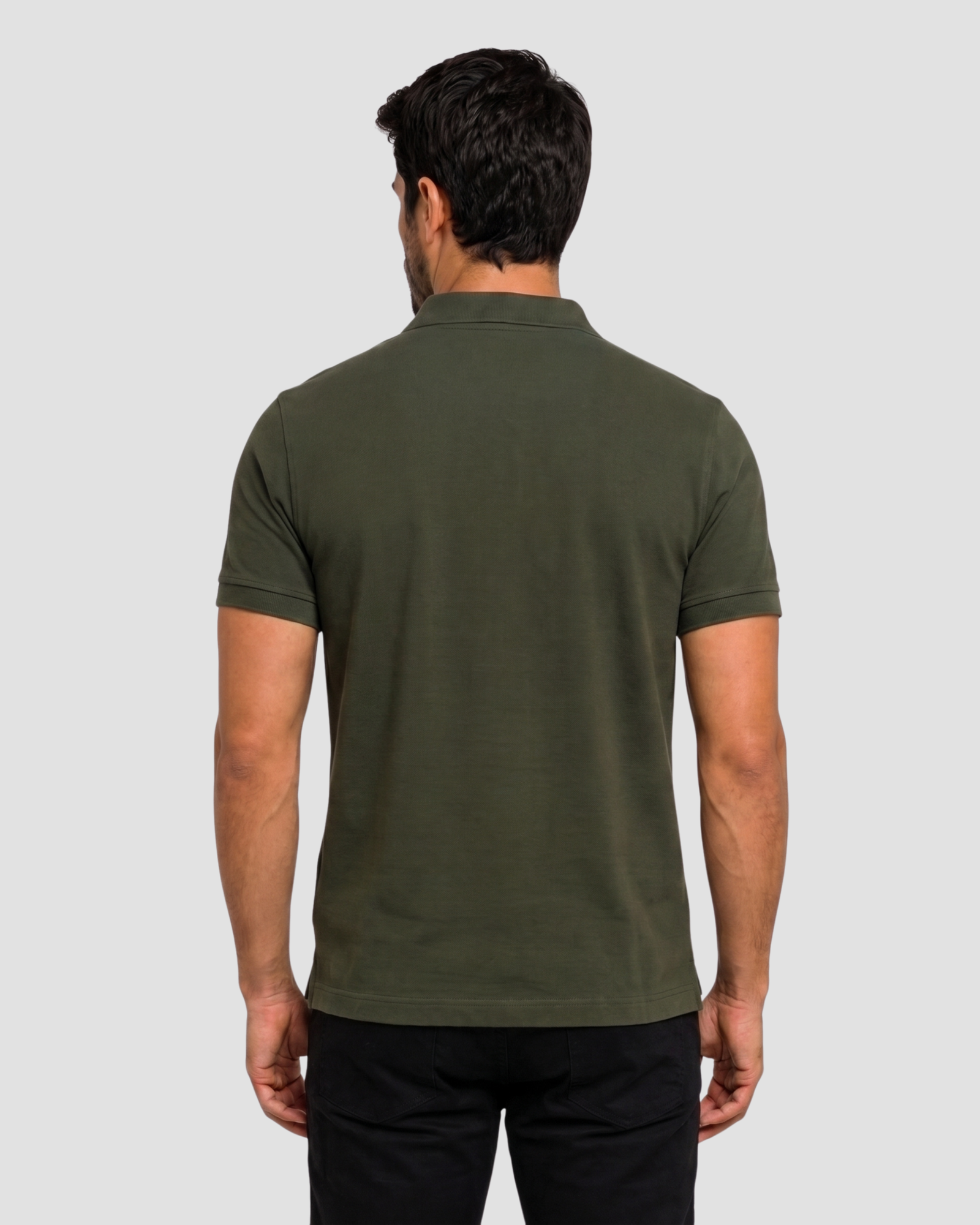 Camisa Gola Polo Piquet Masculina Verde Musgo - Imagem 3