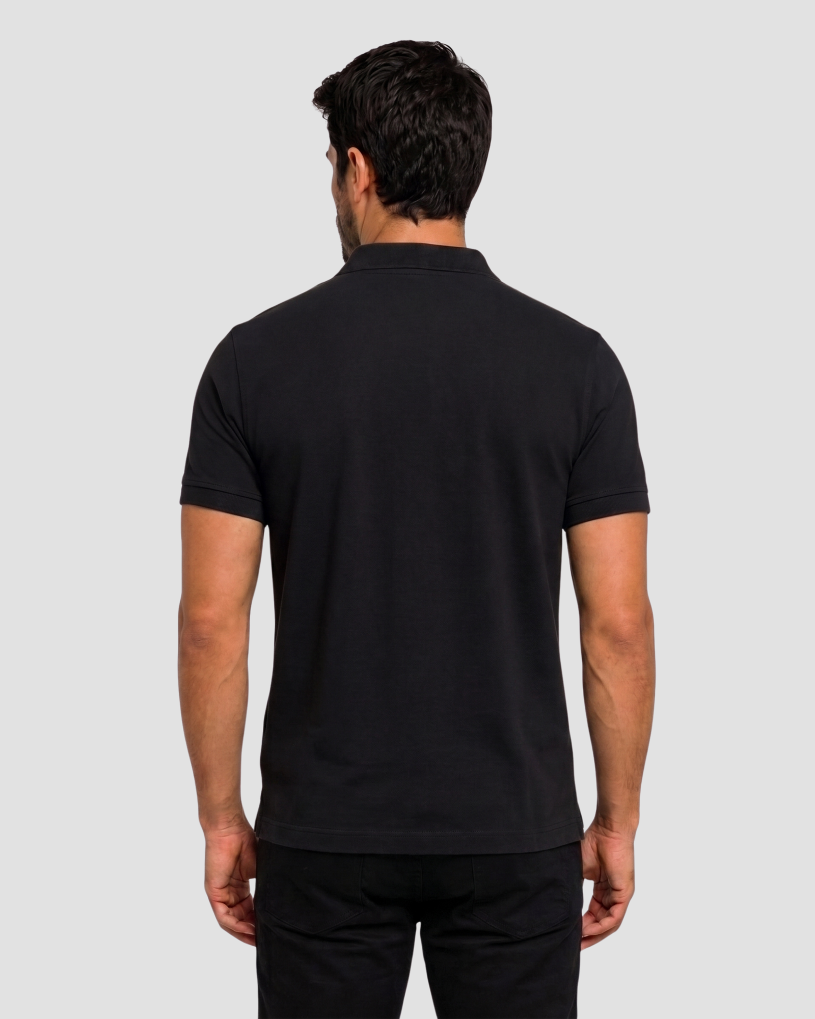 Camisa Gola Polo Piquet Masculina Preta - Imagem 3
