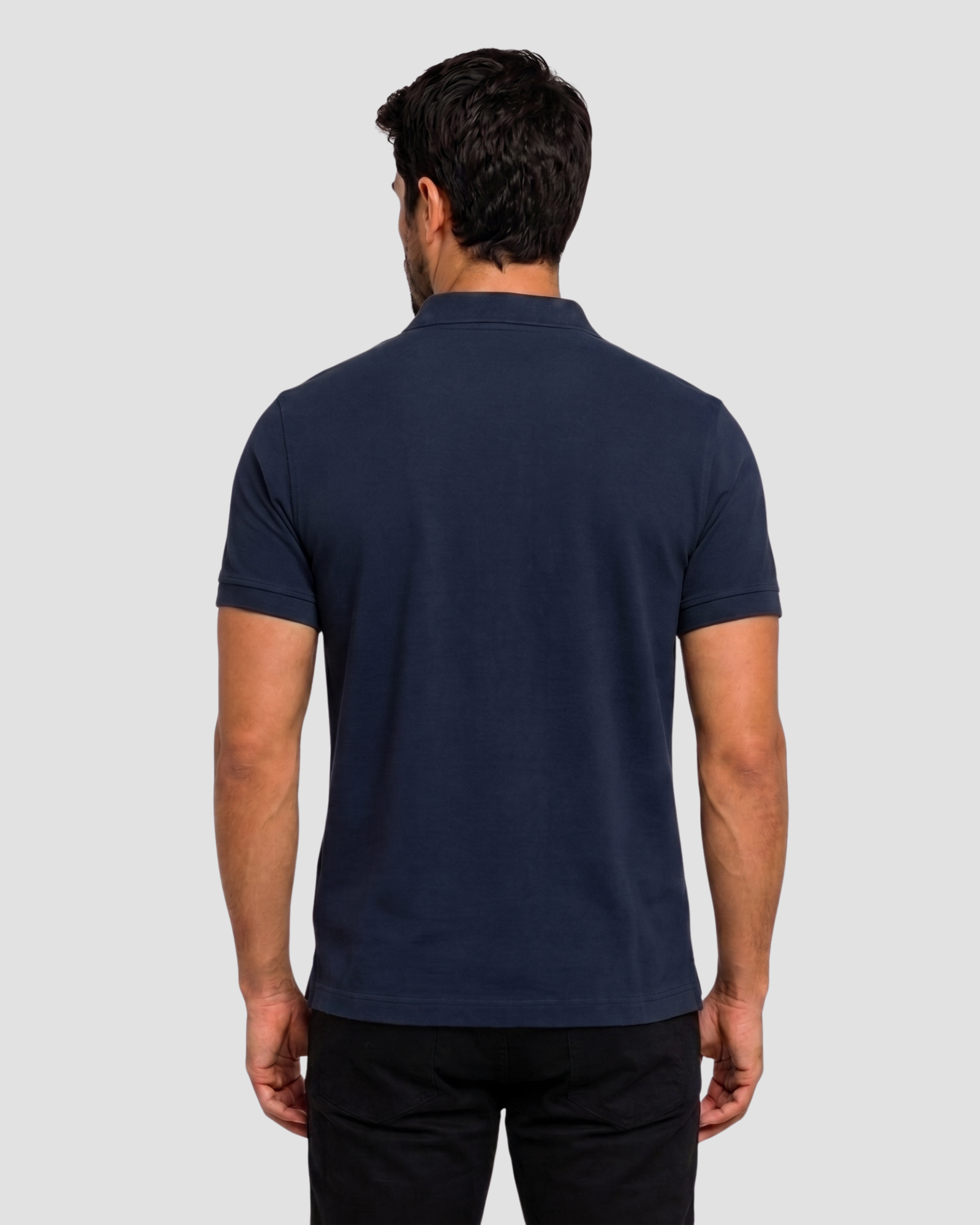 Camisa Gola Polo Piquet Masculina Azul Marinho - Imagem 3