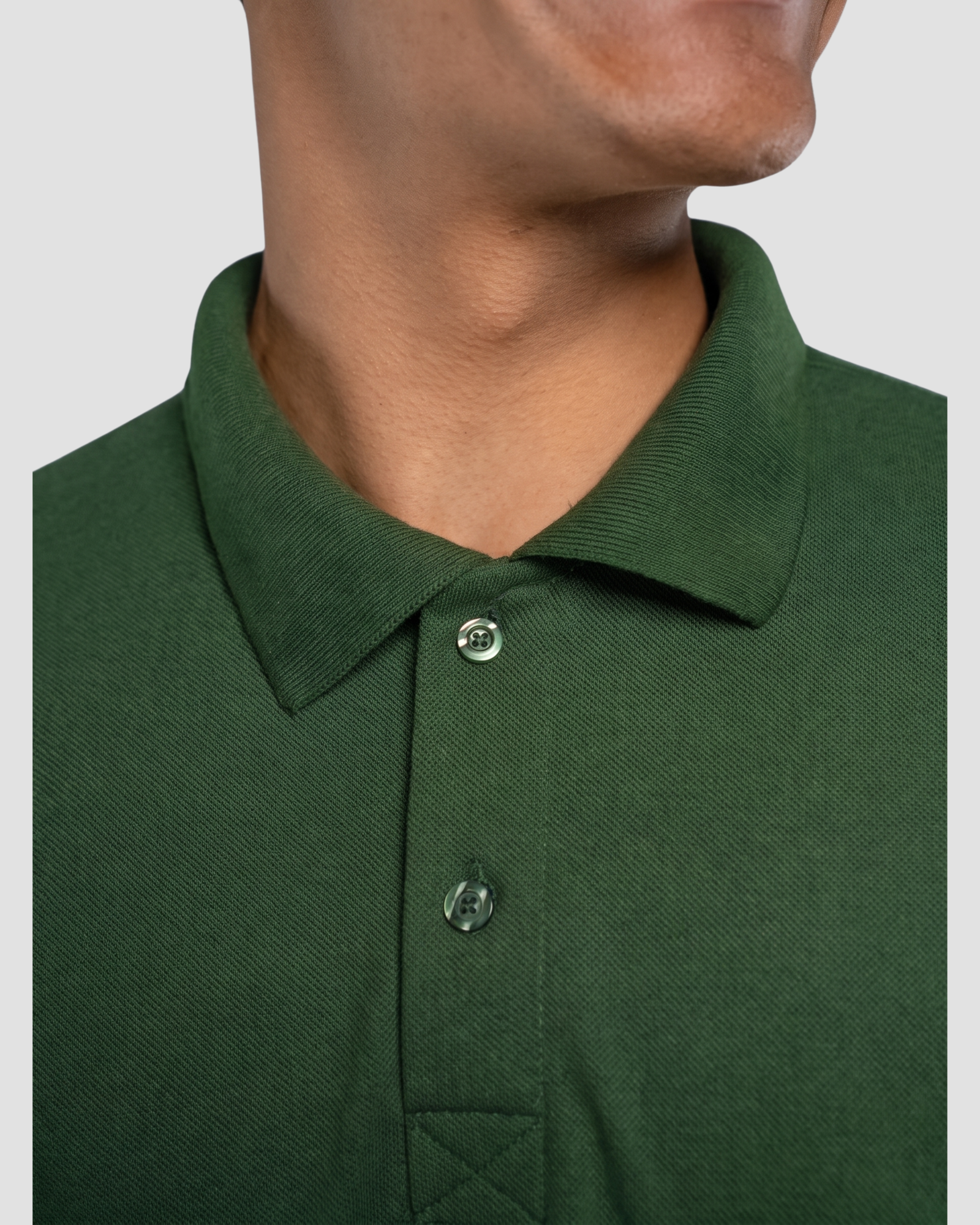 Camisa Gola Polo Piquet Masculina Verde Musgo - Imagem 2