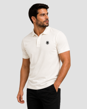 Camisa Gola Polo Piquet Masculina Off White