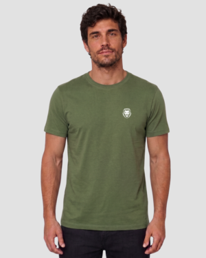 Camiseta Masculina Básica 100% Algodão Verde Musgo